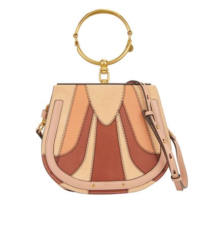 Patchwork Nile Bracelet Bag, &pound;450, Handbags, Beige/Brown/Pink, Leather, Front view